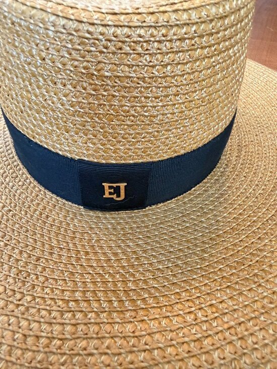 Eric Javits Daphne Wide Brim Sun Hat Natural Black UPF 50+ NWT main image 8